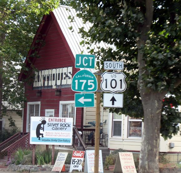 California 175 junction with US 101 in Hopland