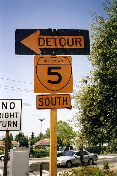 I-5 orange construction sign