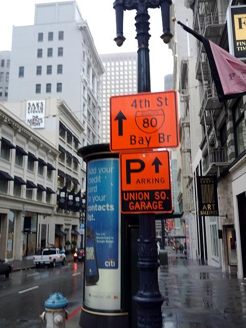 Orange construction sign for detours in San Francisco (2012)