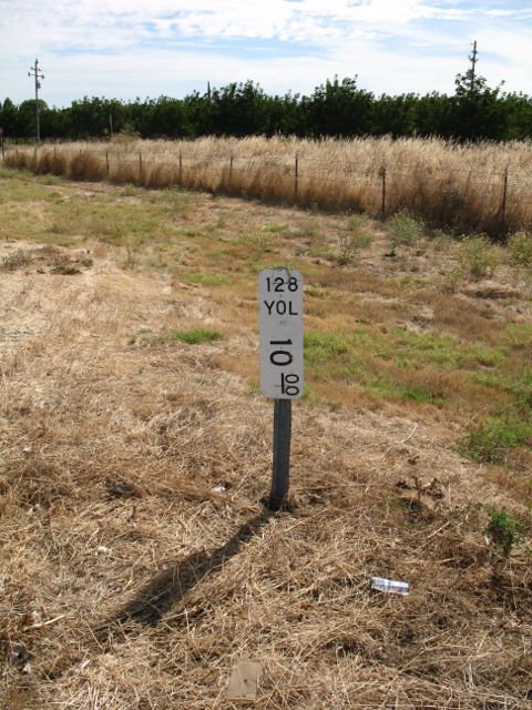 Postmile marker for California 128 in Yolo County