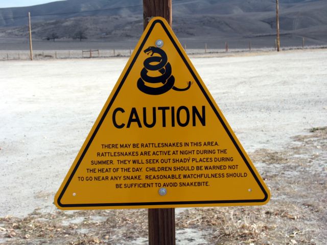 Rattlesnake warning near Shandon, California