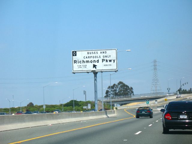 Carpool exit from Interstate 80 eastbound in Richmond, California