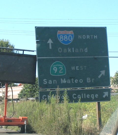 Note the California legend on a destination sign that normally wouldn't have it, at Interstate 880 in Hayward