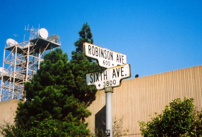 Stamped metal street signs in San Diego