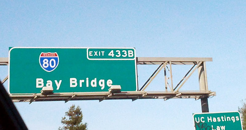 Exit sign for Interstate 80 eastbound from US 101 northbound in San Francisco