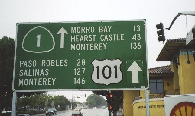 Mileage sign in San Luis Obispo, California
