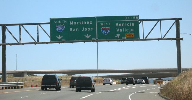 Interchange on Interstate 680 with the southern end of Interstate 780 in Solano County, California