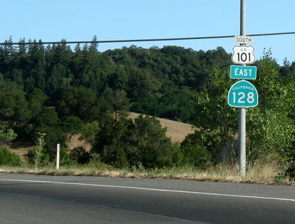 US 101 and California 128 near Cloverdale