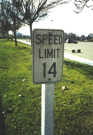 Speed Limit 14 sign on San Jose side street