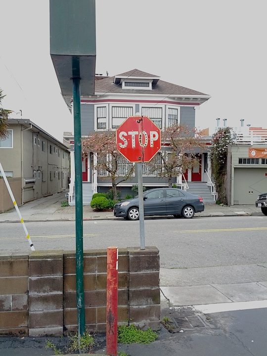 Button-reflect stop sign in Oakland, California