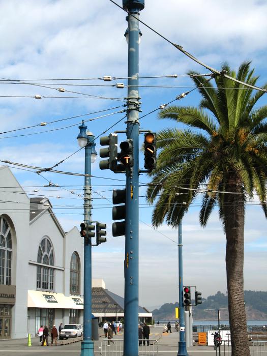 Streetcar signals at Don Chee Way and the Embarcadero in San Francisco