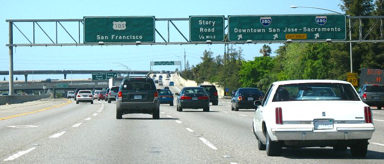 US 101 northbound at Interstates 280 and 680 in San Jose