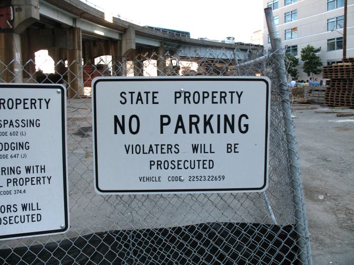 Misspelled sign at a Caltrans materials yard in San Francisco