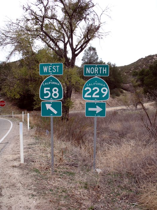 California routes 58 and 229 in San Luis Obispo County