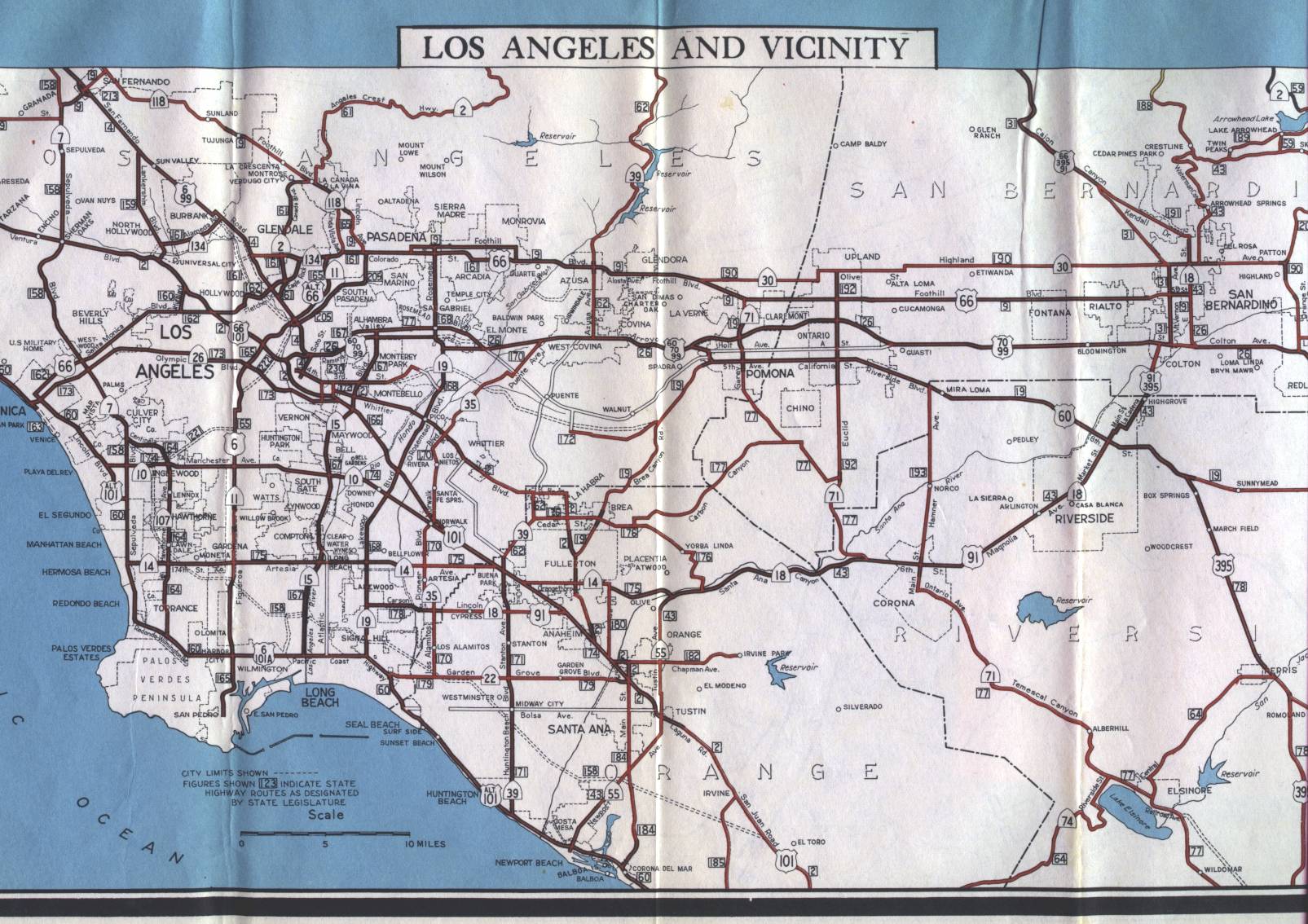 Official inset map for Los Angeles (1956)