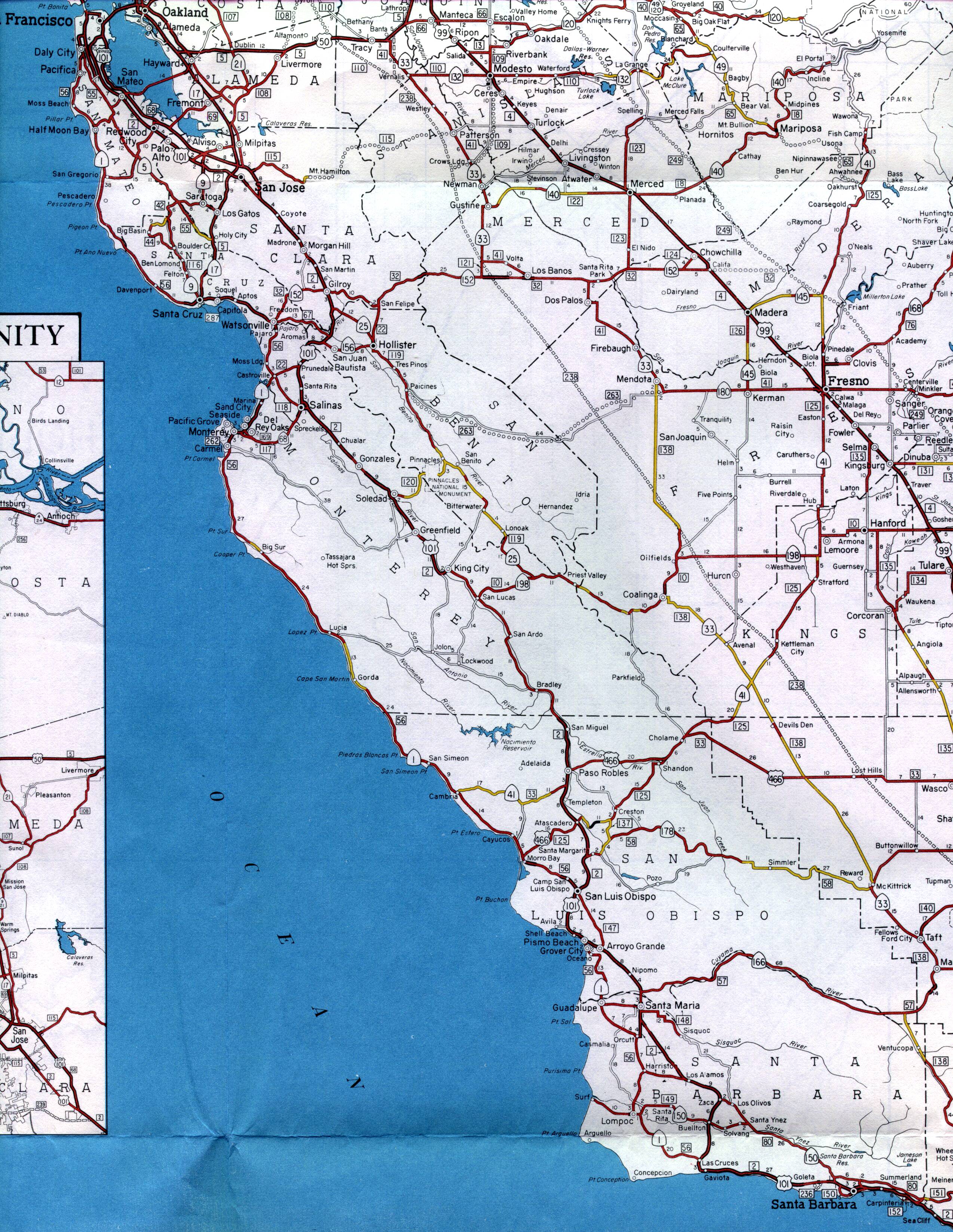Central coast region of California (1961 official map)