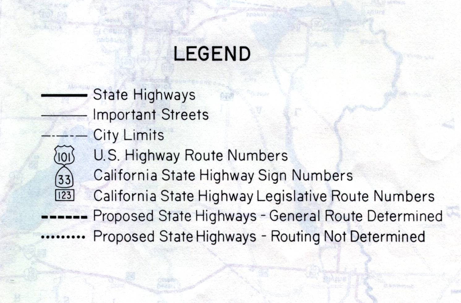 Legend for detailed city maps on the 1961 California official highway map