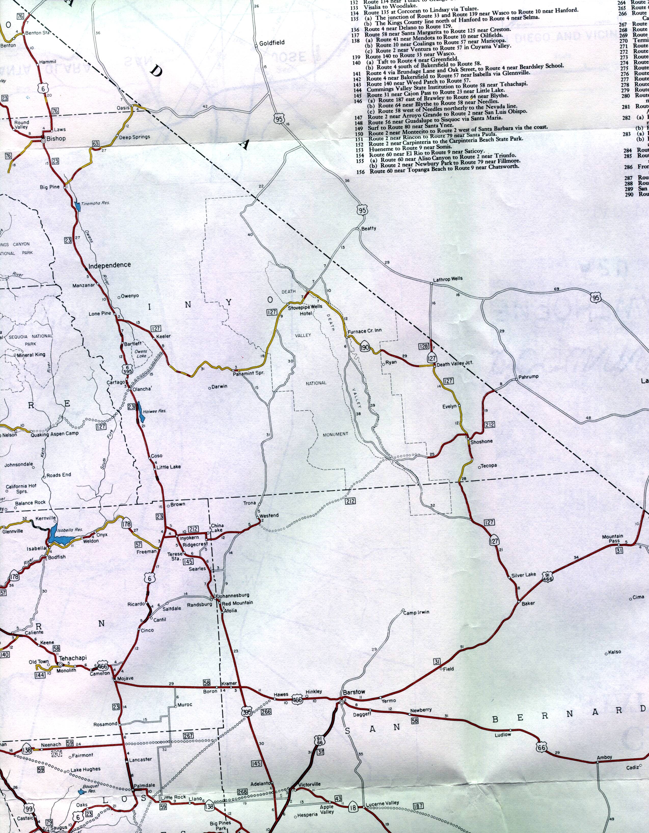 Eastern regions of California (1961 official map)