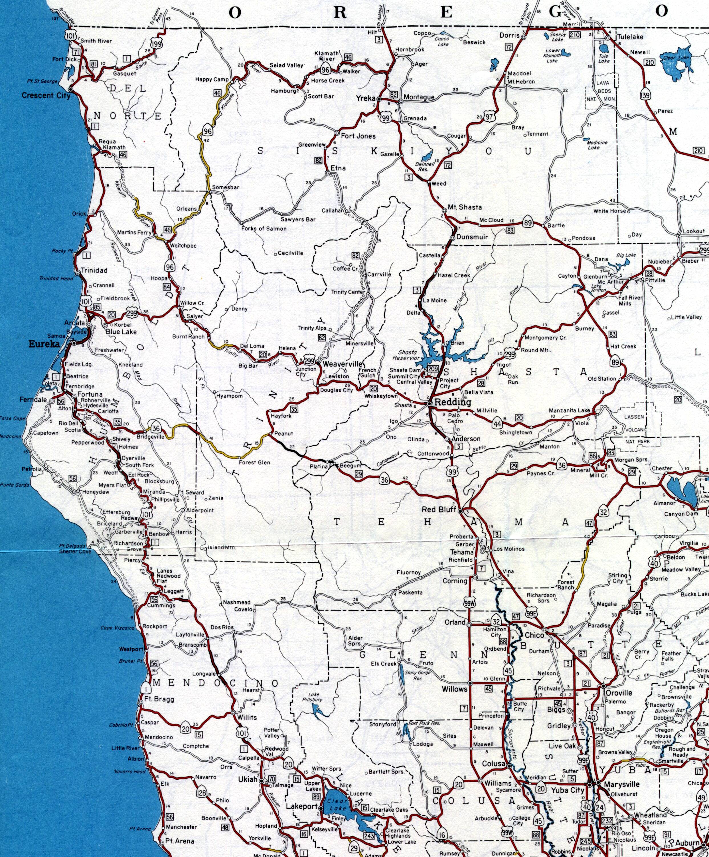 Northwestern and north-central regions of California (1961 official map)