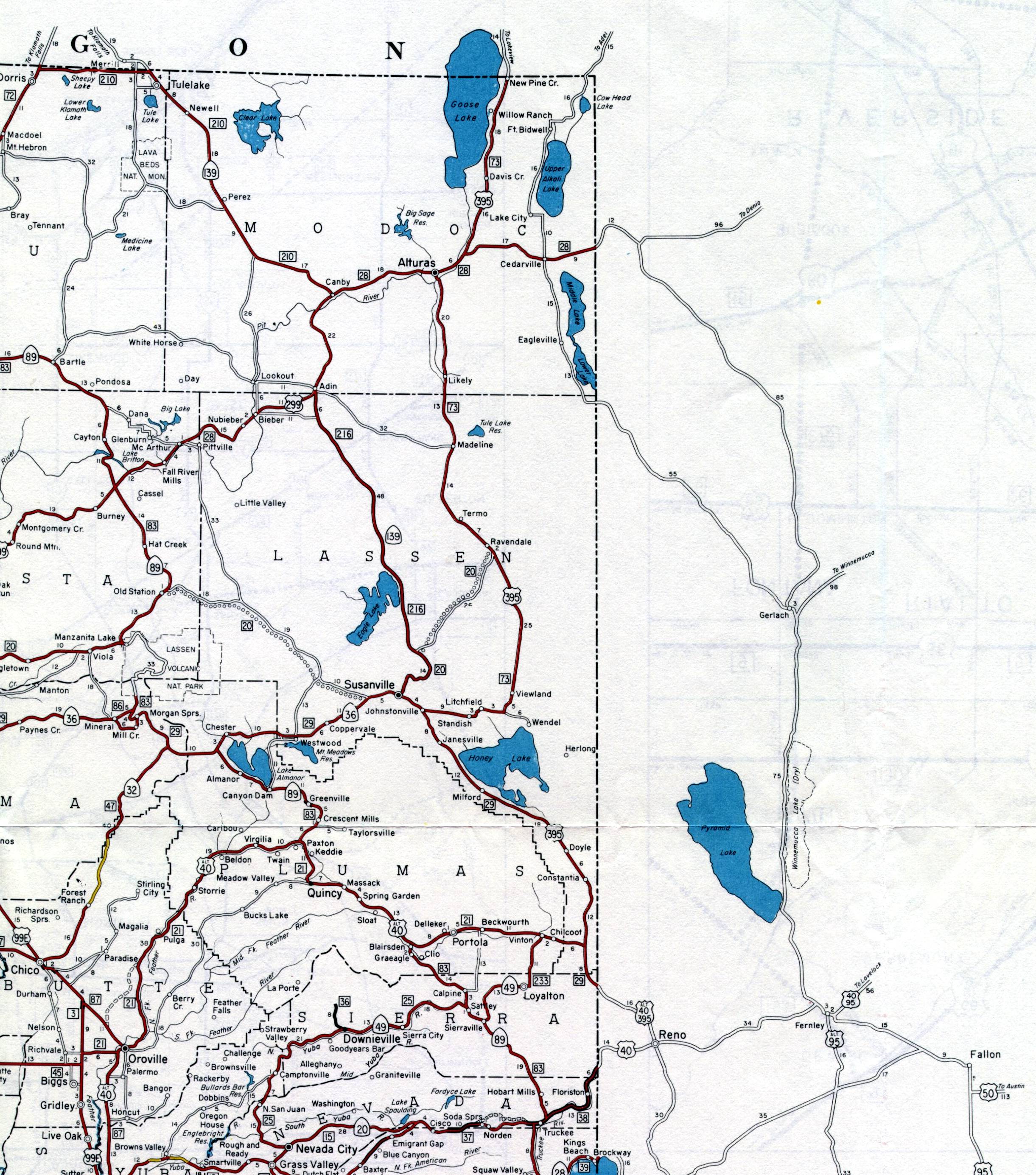 Northeastern corner of California (1961 official map)