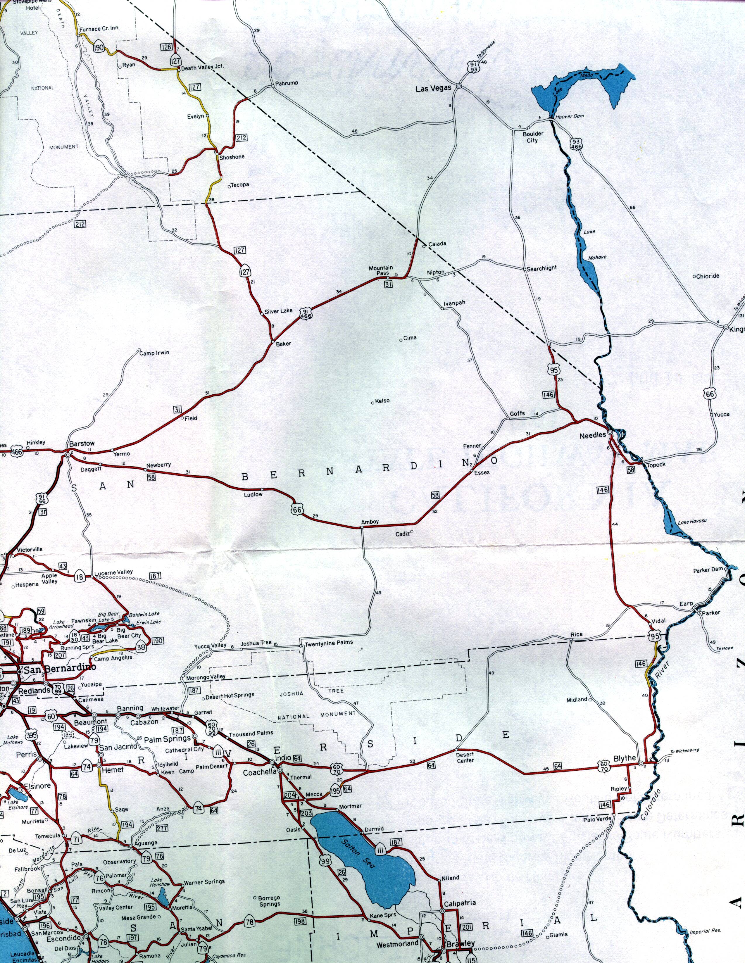 The San Bernadino and Palm Springs regions of California (1961 official map)