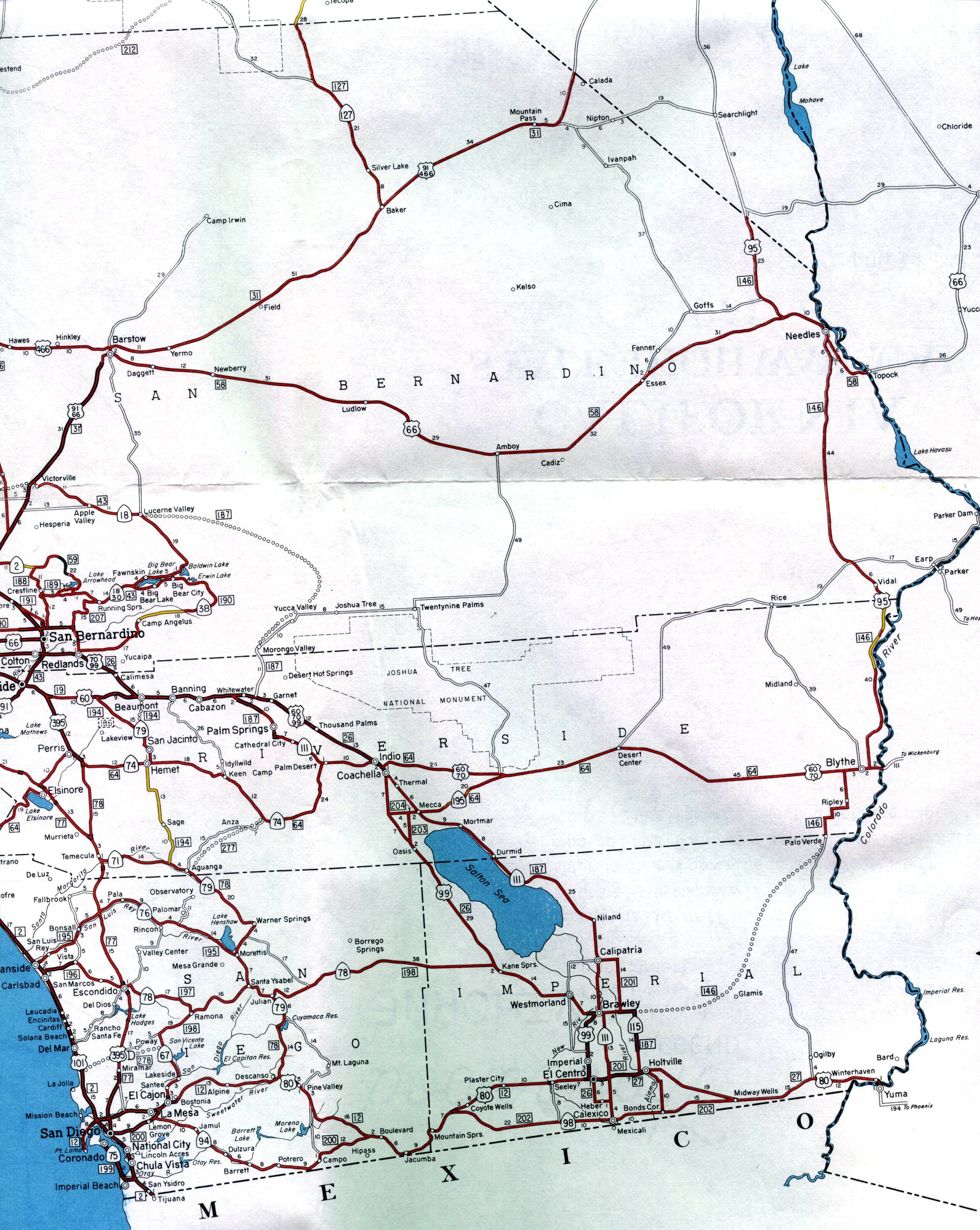 Southernmost region of California (1961 official map)