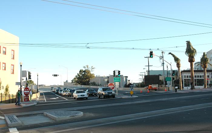 Looking southwest from Octavia Boulevard across Market Street in San Francisco