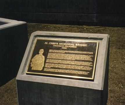 Zampa plaque at the Carquinez Strait