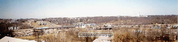 View of US 63/I-70 interchange