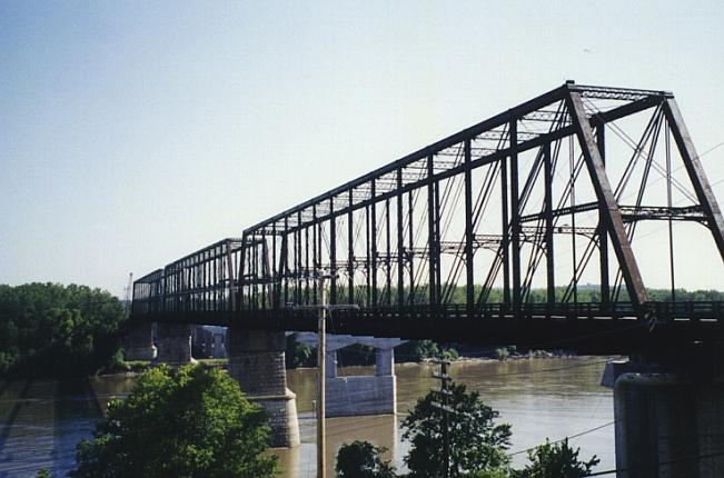 Side view of old Chouteau Bridge