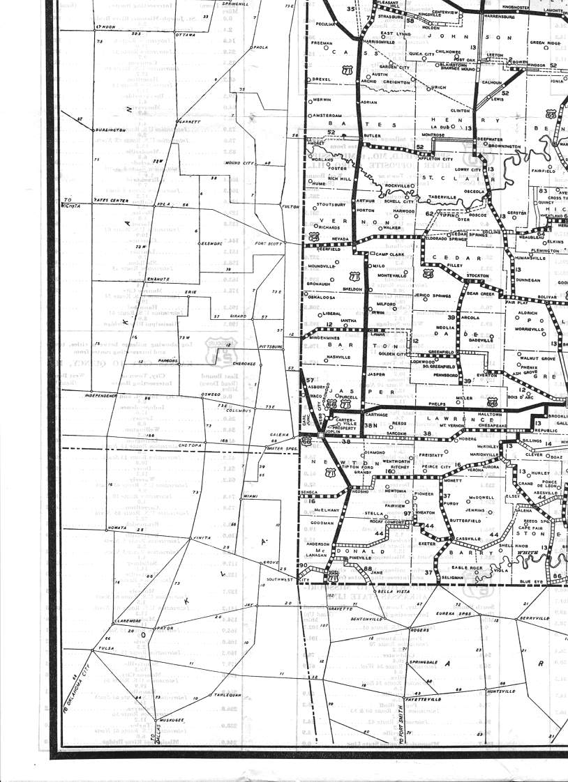 section of 1930 official road map of Missouri