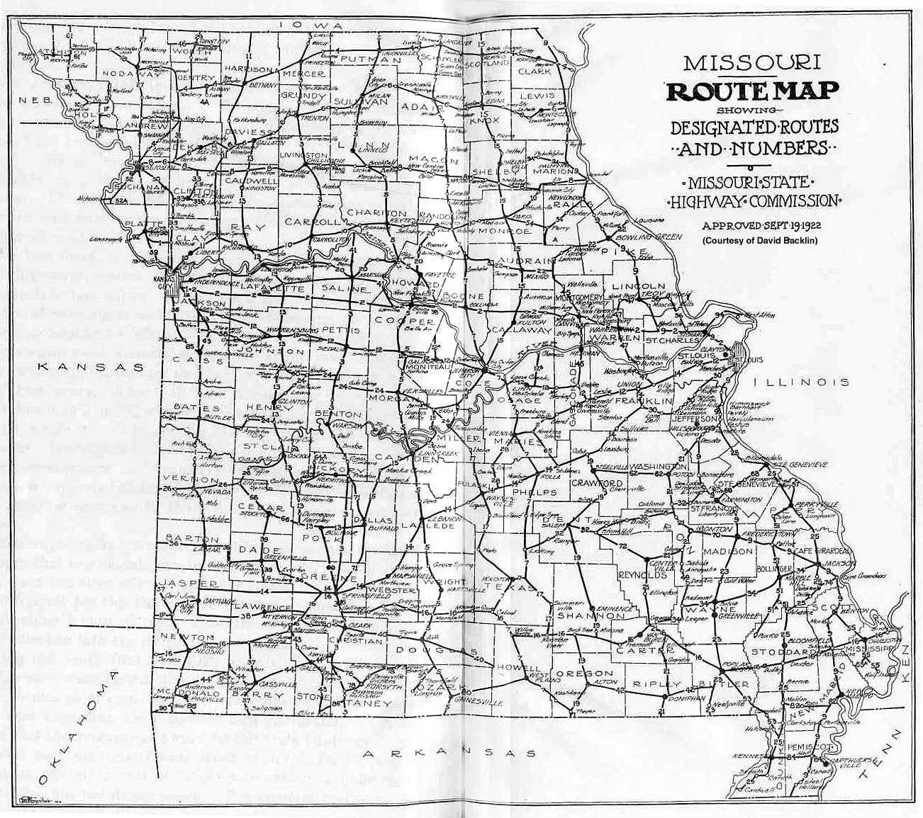 1922 Missouri Highway Commission map