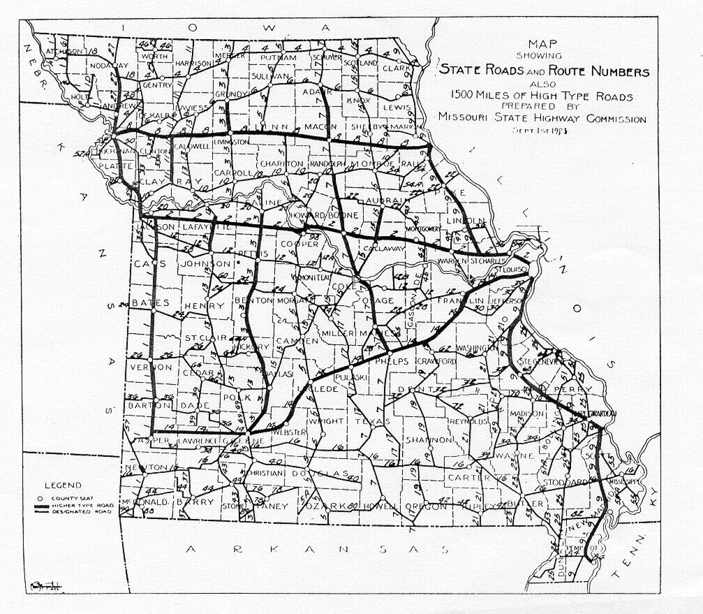 1923 Missouri road map