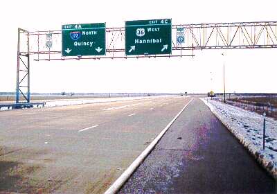 The end of Interstate 72 in 1998 just east of Hannibal, Mo.