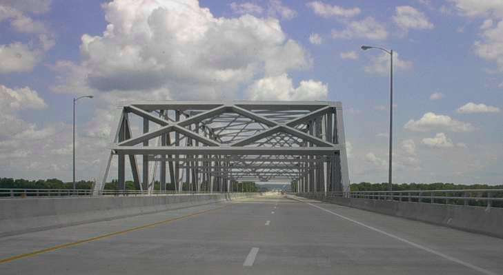 East end of the new Mark Twain bridge, Hannibal, Mo.