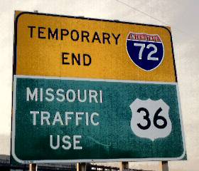 Temporary end of I-72