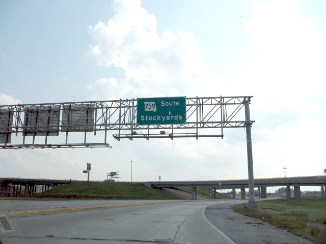 Big green guide sign for Missouri 759 in St. Joseph