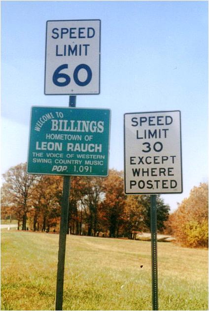 Billings (Mo.) city limits sign
