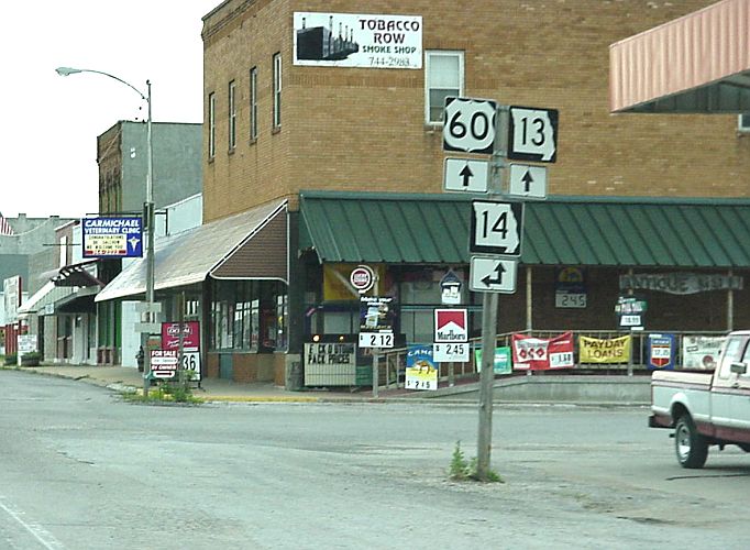 US 60, then-Missouri 13, and Missouri 14 in Billings