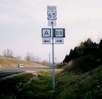 Routes A and BB at US 65 near Branson
