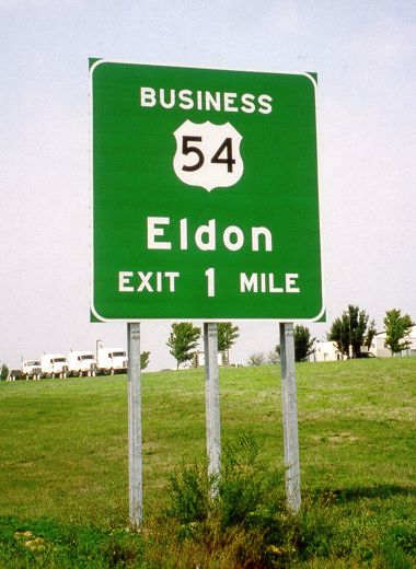 Business US 54 exit from US 54 near Eldon, Mo.