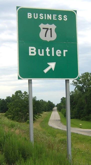 Business US 71 exit from US 71 at Butler, Mo.