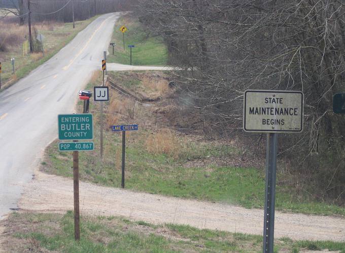 The Butler-Wayne county line in Missouri