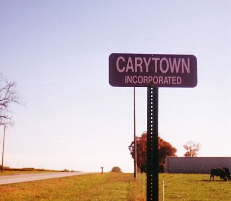 Carytown, Missouri city-limit sign