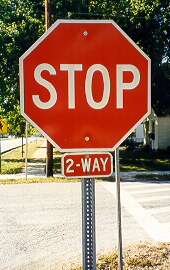 Two-way stop (it says so) in Centralia, Mo.