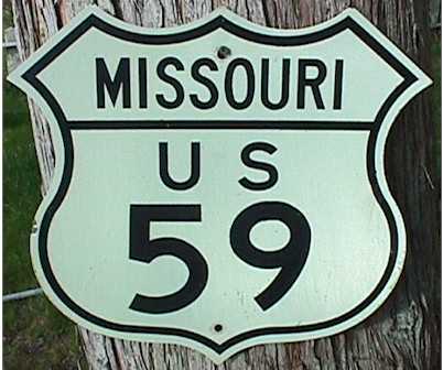 Cutout US59 marker used in Missouri