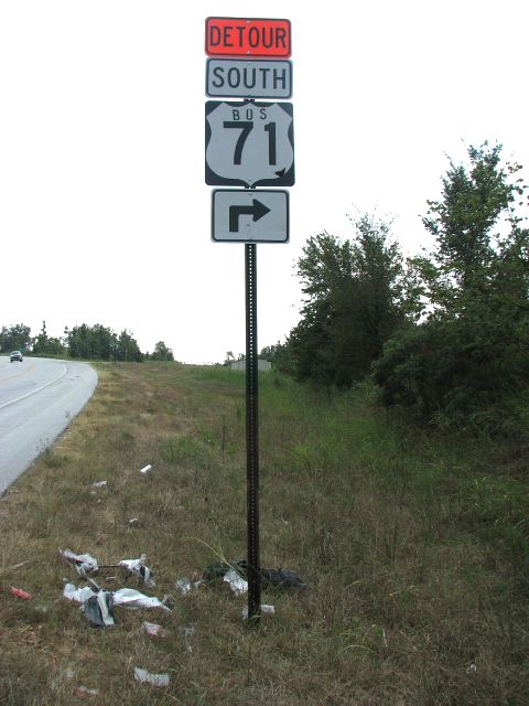 Business US 71 with stick-on letters in Pineville (2007)
