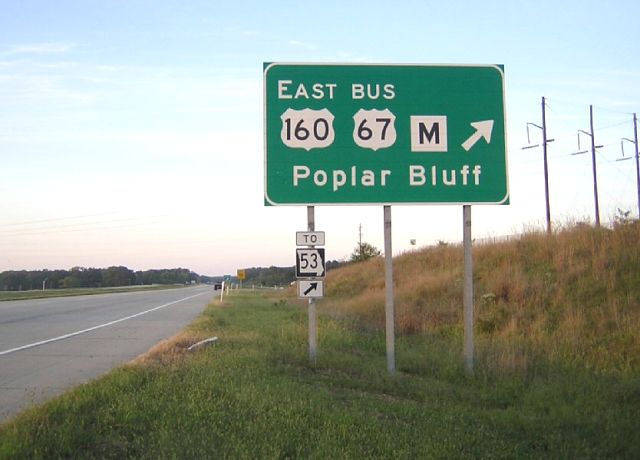 US 160, Business US 67, and Missouri 53 near Poplar Bluff