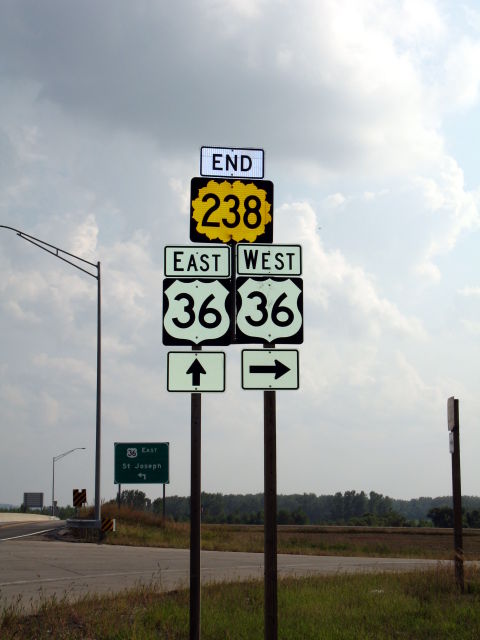 Southern end of Kansas 238 at US 36