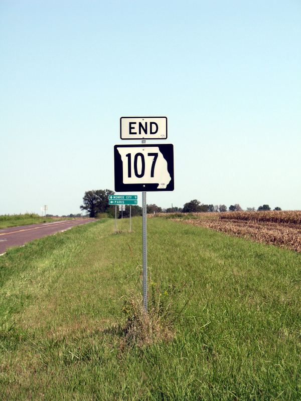 Northern end of Missouri 107 in Monroe County